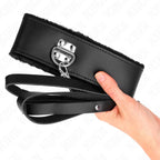 KINK - HALSKETTE MIT GÜRTEL 116 CM MIT SCHWARZEM LEDERBAND VERSTELLBAR 40-48 CM X 6 CM - Vanelion Paradise