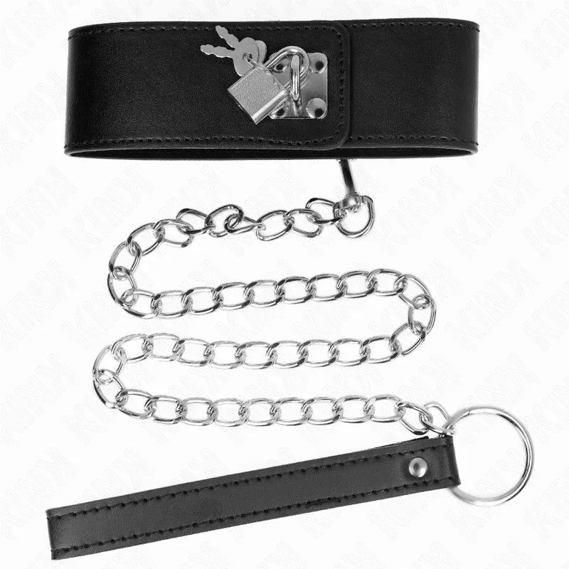 KINK - HALSKETTE MIT GÜRTEL 65 CM MIT BREITEM SCHWARZEN RIEMEN VERSTELLBAR 33,5-41 CM X 5 CM - Vanelion Paradise