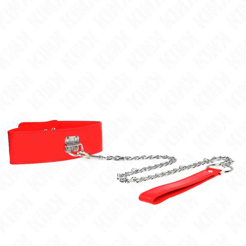 KINK - HALSKETTE MIT GÜRTEL 65 CM MIT BREITEM ROTEN BAND VERSTELLBAR 33,5-41 CM X 5 CM - Vanelion Paradise