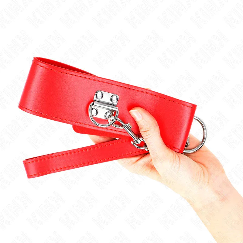 KINK - HALSKETTE MIT GÜRTEL 65 CM MIT BREITEM ROTEN BAND VERSTELLBAR 33,5-41 CM X 5 CM - Vanelion Paradise