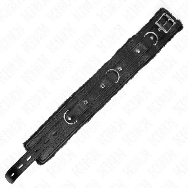KINK - HALSBAND MIT LEINE 65 CM MIT EINSCHRÄNKUNGEN SCHWARZ 36-42 CM X 5,5 CM - Vanelion Paradise