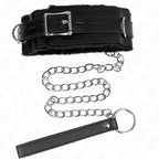 KINK - HALSBAND MIT LEINE 65 CM MIT EINSCHRÄNKUNGEN SCHWARZ 36-42 CM X 5,5 CM - Vanelion Paradise