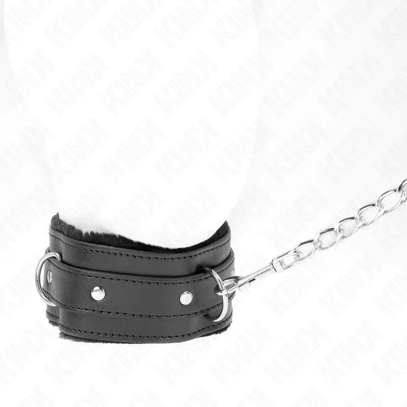 KINK - HALSBAND MIT LEINE 65 CM MIT EINSCHRÄNKUNGEN SCHWARZ 36-42 CM X 5,5 CM - Vanelion Paradise