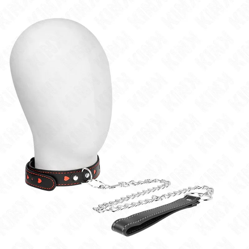 KINK - HALSKETTE MIT BAND 65 CM HERZDETAILS 52,5 X 2,5 CM - Vanelion Paradise