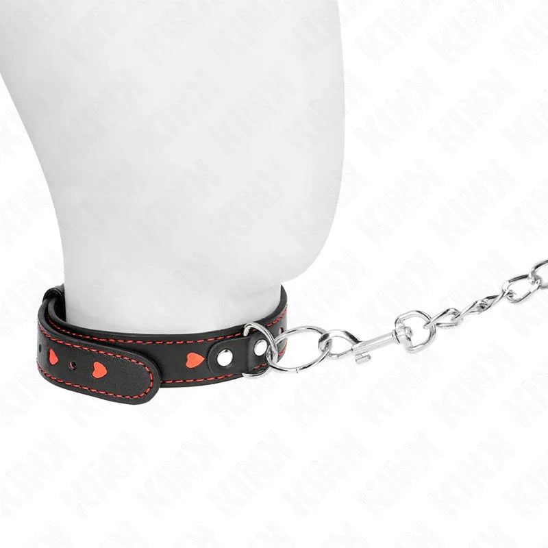 KINK - HALSKETTE MIT BAND 65 CM HERZDETAILS 52,5 X 2,5 CM - Vanelion Paradise