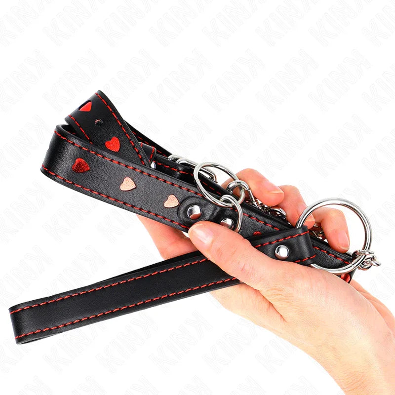 KINK - HALSKETTE MIT BAND 65 CM HERZDETAILS 52,5 X 2,5 CM - Vanelion Paradise
