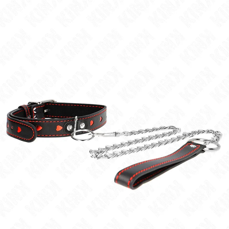 KINK - HALSKETTE MIT BAND 65 CM HERZDETAILS 52,5 X 2,5 CM - Vanelion Paradise