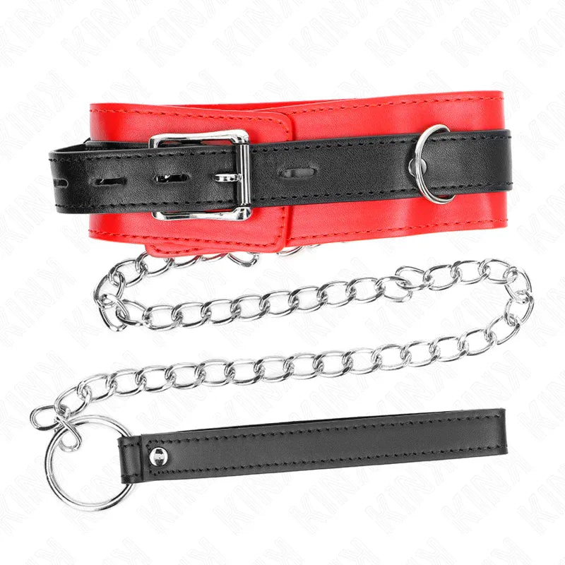 KINK - HALSBAND MIT GÜRTEL 65 CM MIT RIEMEN ROT 54 X 4,5 CM - Vanelion Paradise