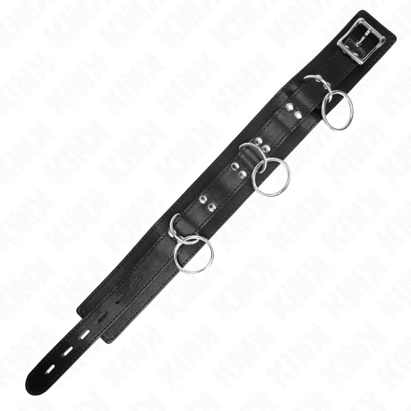 KINK - 3-RING-SKLAVEREI-HALSKETTE MIT BAND 80 CM 53 X 5 CM - Vanelion Paradise