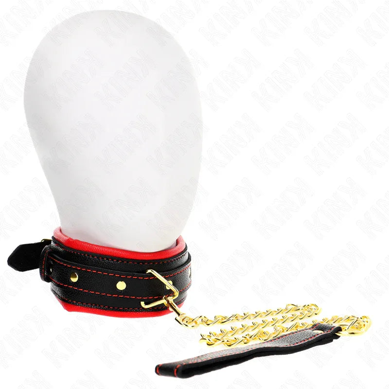 KINK - HALSKETTE MIT SCHWAMMKUNSTLEDERBAND MODELL 2 VERSTELLBAR 37-54 CM X 3 CM - Vanelion Paradise