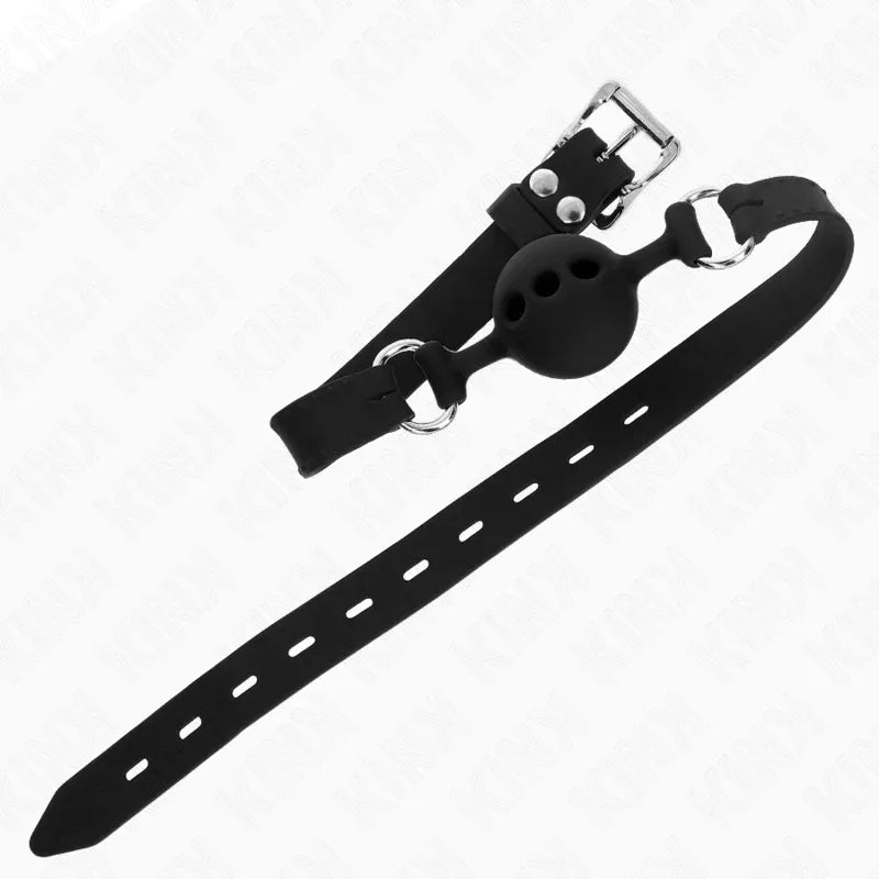 KINK - VOLLSILIKON-KLAPPEN 55 x 2 CM MIT 4 CM KUGEL GRÖSSE S SCHWARZ VERSTELLBAR 35-51 CM - Vanelion Paradise