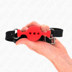 KINK - VOLLSILIKON-KLAPPEN 55 x 2 CM MIT 4 CM KUGEL GRÖSSE S ROT VERSTELLBAR 35-51 CM - Vanelion Paradise