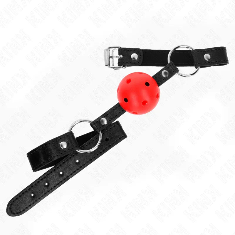 KINK - HOHL, HART, ROTER BALL, 4,5 CM, GAG, MODELL 1, 63,5 X 2 CM - Vanelion Paradise