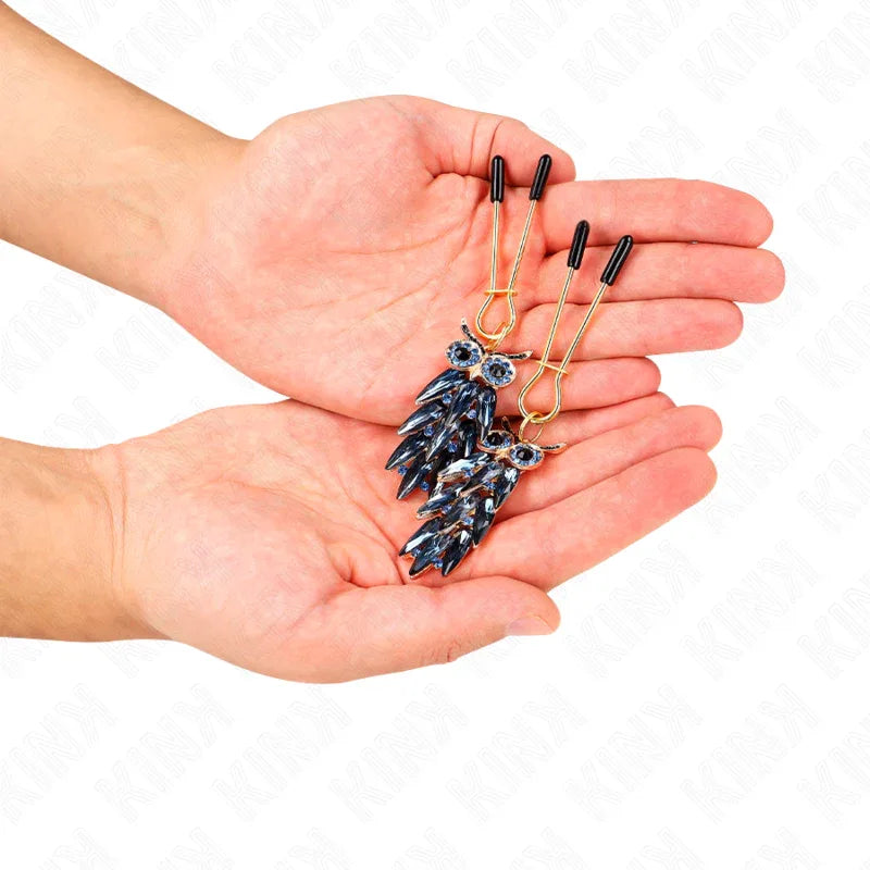 KINK - NIPPELKLEMMEN MIT EULENANHÄNGER 6 CM - Vanelion Paradise