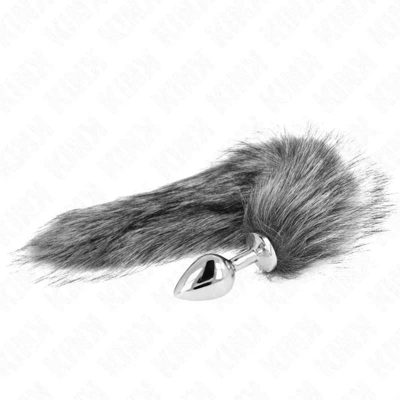 KINK - ANAL PLUG GRÖSSE M 8 X 3,5 CM MIT KUNSTSTOFFSCHWANZ 40 CM GRAU - Vanelion Paradise
