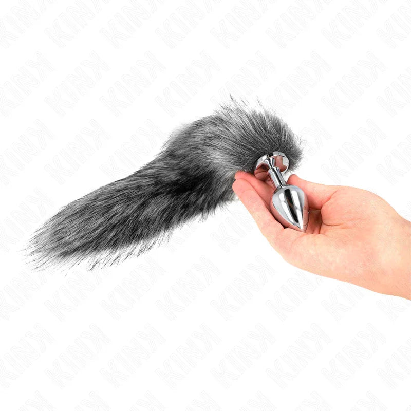 KINK - ANAL PLUG GRÖSSE M 8 X 3,5 CM MIT KUNSTSTOFFSCHWANZ 40 CM GRAU - Vanelion Paradise