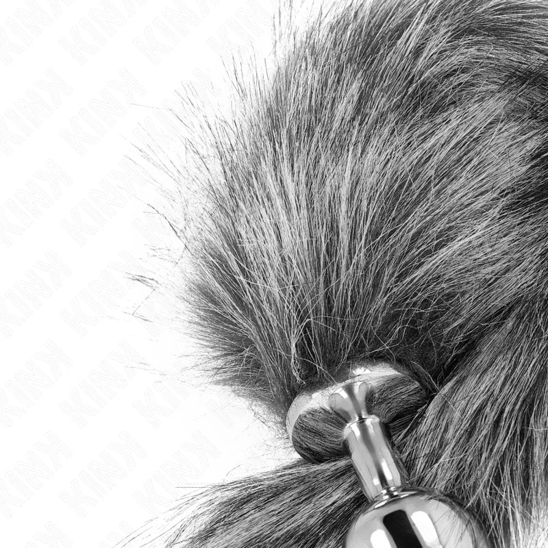 KINK - ANAL PLUG GRÖSSE M 8 X 3,5 CM MIT KUNSTSTOFFSCHWANZ 40 CM GRAU - Vanelion Paradise