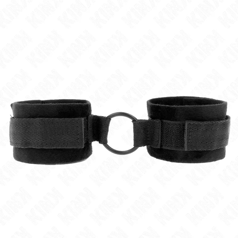 KINK - BEGINNER PELZ HANDMANSCHETTEN 25 CM MIT O-RING 4 CM SCHWARZ VERSTELLBAR 15-25 CM - Vanelion Paradise