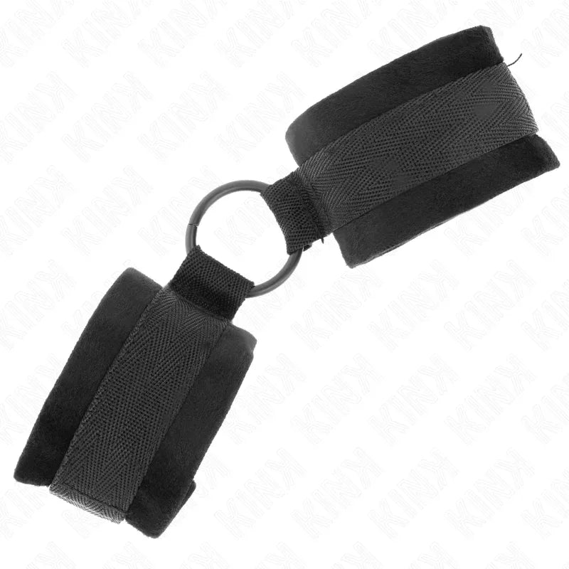 KINK - BEGINNER PELZ HANDMANSCHETTEN 25 CM MIT O-RING 4 CM SCHWARZ VERSTELLBAR 15-25 CM - Vanelion Paradise