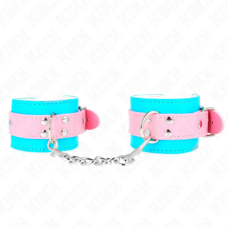 KINK - SÜßE HANDGELENKFESSELN BLAU/ROSA VERSTELLBAR 16-28 CM X 5 CM - Vanelion Paradise