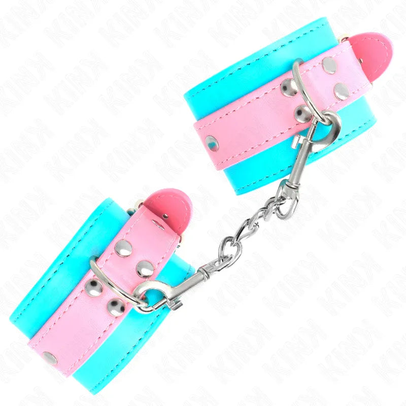 KINK - SÜßE HANDGELENKFESSELN BLAU/ROSA VERSTELLBAR 16-28 CM X 5 CM - Vanelion Paradise