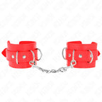 KINK - 3 D-RING HANDGELENKFESSELN VERSTELLBAR ROT 17,5-25 CM X 6 CM - Vanelion Paradise