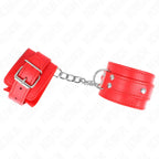 KINK - 3 D-RING HANDGELENKFESSELN VERSTELLBAR ROT 17,5-25 CM X 6 CM - Vanelion Paradise
