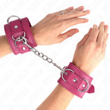 KINK - 3 D-RING HANDGELENKFESSELN VERSTELLBAR ROSA 17,5-25 CM X 6 CM - Vanelion Paradise