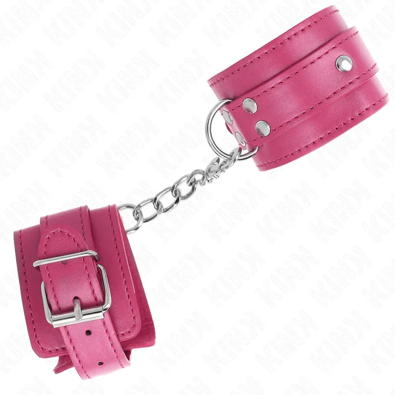 KINK - 3 D-RING HANDGELENKFESSELN VERSTELLBAR ROSA 17,5-25 CM X 6 CM - Vanelion Paradise