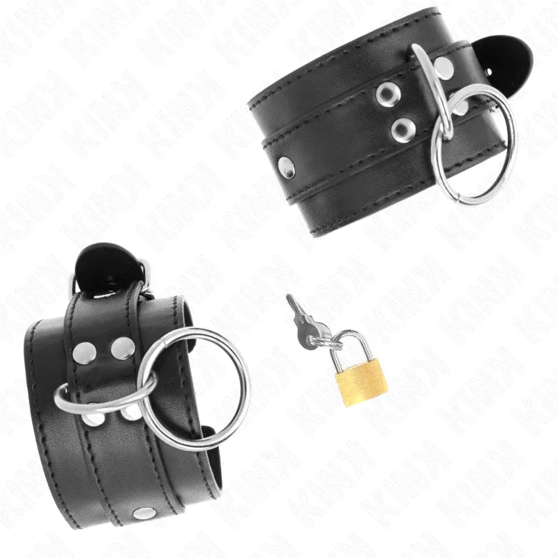 KINK - O-RING VERRIEGELTE HANDGELENKFESSELN SCHWARZ VERSTELLBAR 20-28 CM X 5,5 CM - Vanelion Paradise