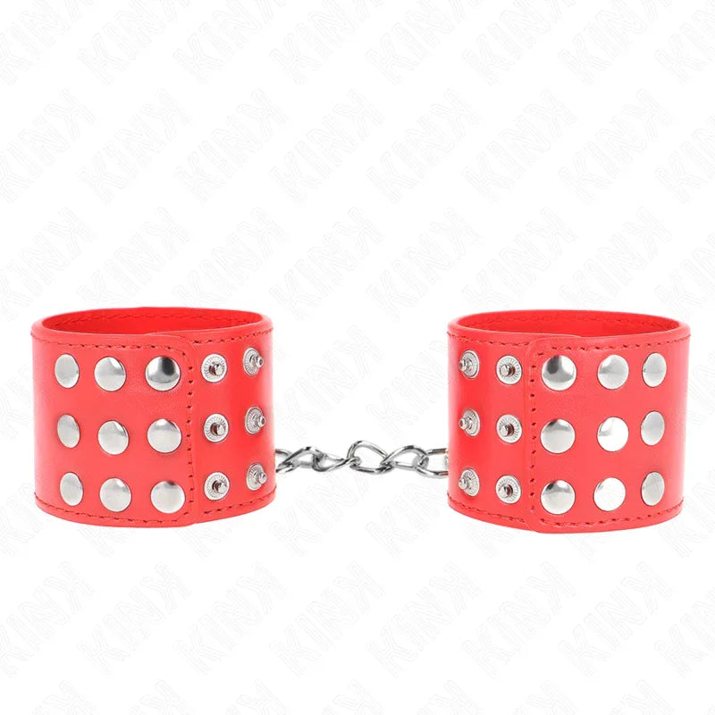 KINK - HANDGELENKFESSELN MIT DRUCKVERSCHLUSS ROT VERSTELLBAR 19-24 CM X 5,5 CM - Vanelion Paradise