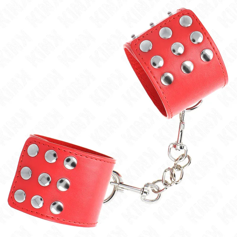 KINK - HANDGELENKFESSELN MIT DRUCKVERSCHLUSS ROT VERSTELLBAR 19-24 CM X 5,5 CM - Vanelion Paradise