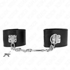 KINK - HANDGELENKFESSELN MIT VORHÄNGESCHLOSS VERSCHLUSS SCHWARZ VERSTELLBAR 16-23 CM X 5,5 CM - Vanelion Paradise