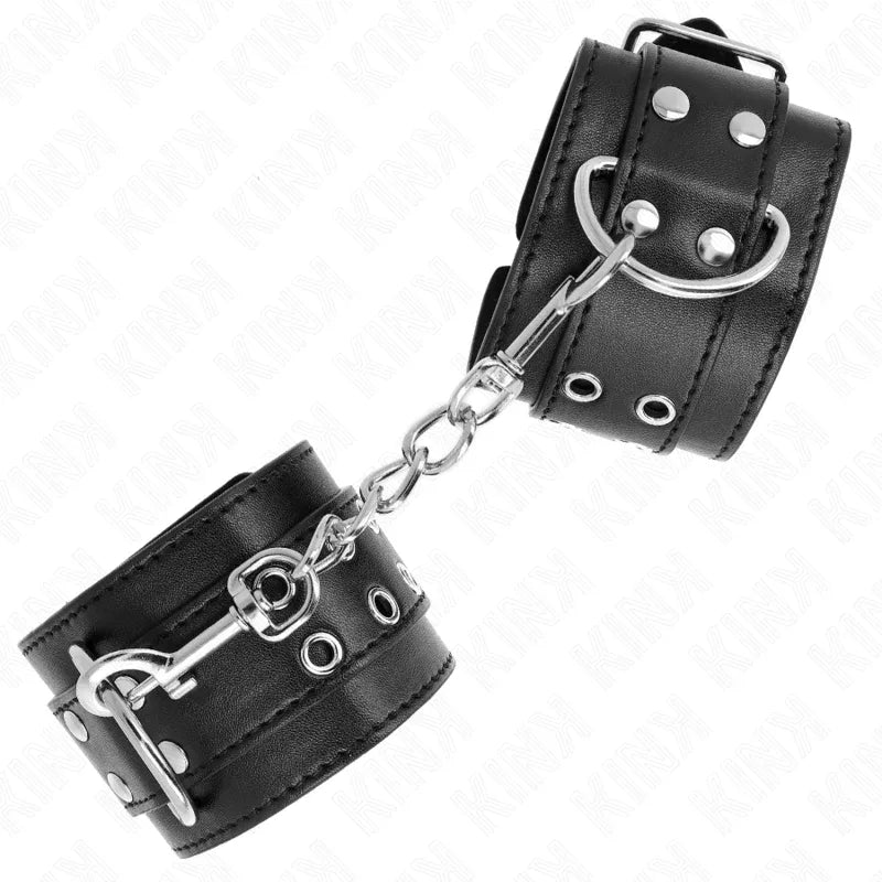 KINK - HANDGELENKFESSEL MIT DOPPELTER SCHNALLE SCHWARZ VERSTELLBAR 19-26 CM - Vanelion Paradise