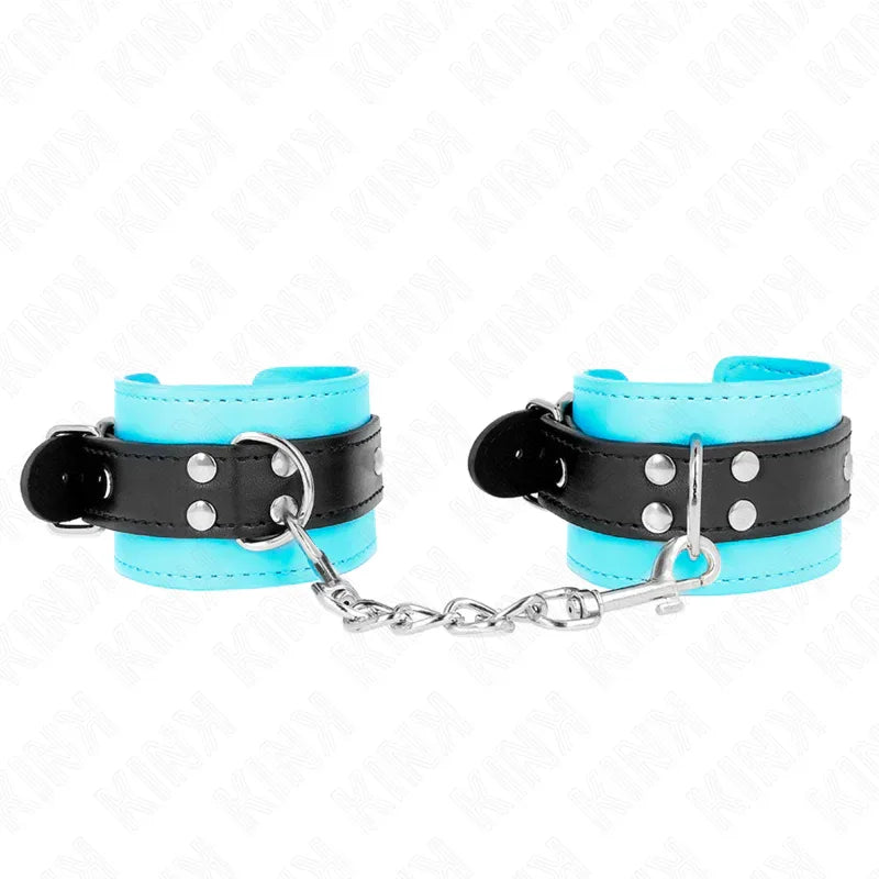 KINK - HAKEN-HANDFESSELN BLAU PELZGEFÜTTERT VERSTELLBAR 20-28 CM X 5,5 CM - Vanelion Paradise
