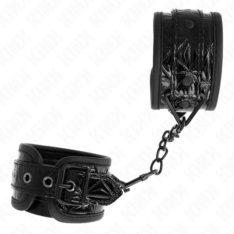 KINK - HANDGELENKFESSELN MIT RAUTENMUSTER, SCHWARZ, VERSTELLBAR, 17-26 CM X 5,5 CM - Vanelion Paradise