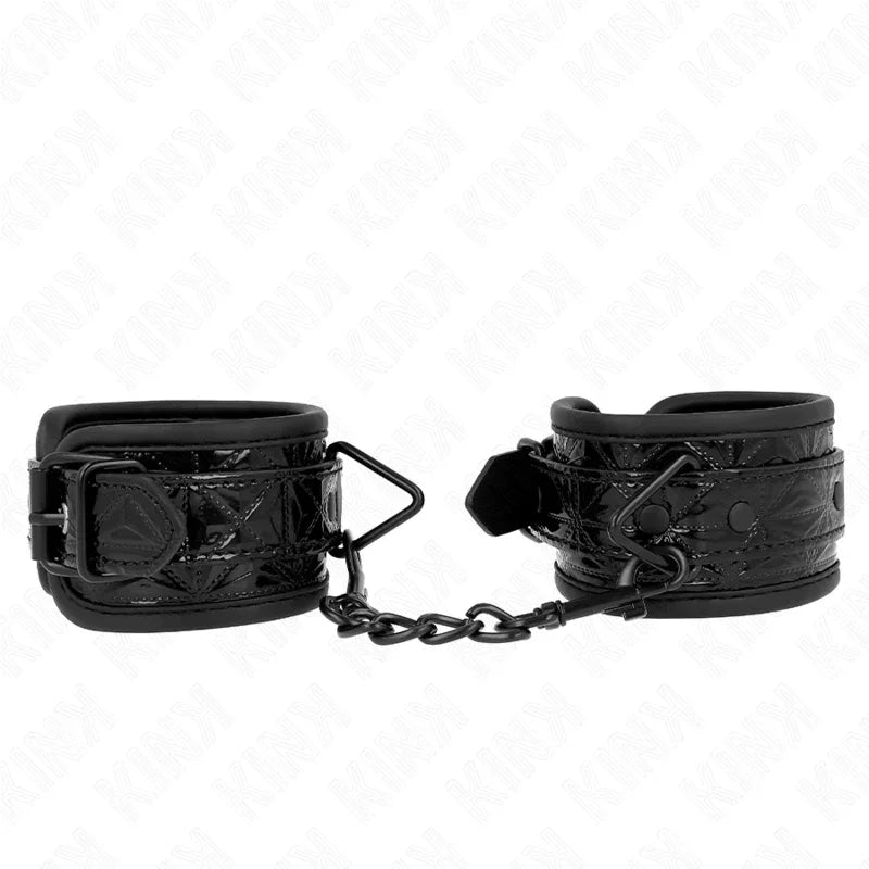 KINK - HANDGELENKFESSELN MIT RAUTENMUSTER, SCHWARZ, VERSTELLBAR, 17-26 CM X 5,5 CM - Vanelion Paradise