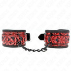KINK - HANDGELENKFESSELN MIT RAUTENMUSTER, DUNKELROT, VERSTELLBAR 17-26 CM X 5,5 CM - Vanelion Paradise