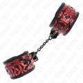 KINK - HANDGELENKFESSELN MIT RAUTENMUSTER, DUNKELROT, VERSTELLBAR 17-26 CM X 5,5 CM - Vanelion Paradise