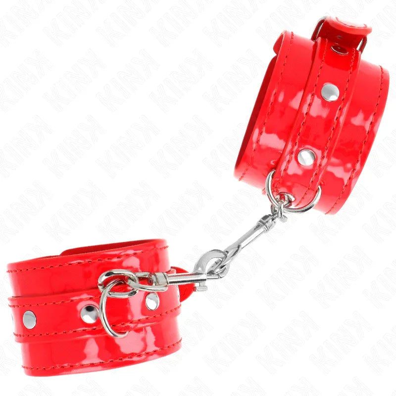 KINK - GLÄNZENDE HANDMANSCHETTEN ROT VERSTELLBAR 23-33 CM - Vanelion Paradise