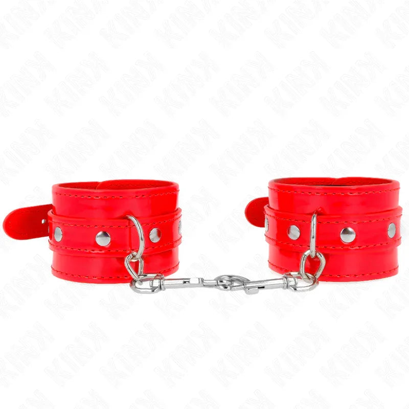 KINK - GLÄNZENDE HANDMANSCHETTEN ROT VERSTELLBAR 23-33 CM - Vanelion Paradise
