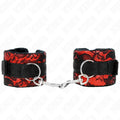 KINK - KURZE HANDGELENKSFESSELN AUS SAMTSPITZE UND NYLONFESSEL ROT/SCHWARZ 23 X 6,5 CM - Vanelion Paradise