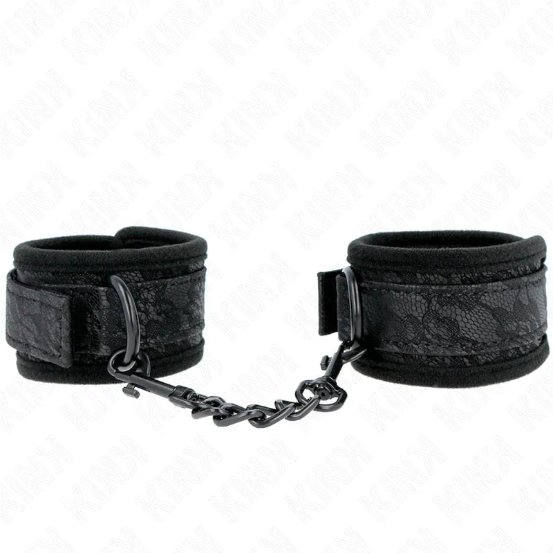 KINK - DARK LACE CUFFS NEOPRENE HANDGELENK MANSCHETTEN VERSTELLBAR SCHWARZ 20-29 CM X 5 CM - Vanelion Paradise