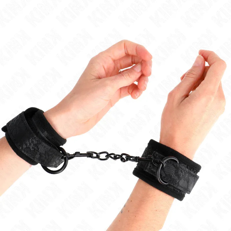 KINK - DARK LACE CUFFS NEOPRENE HANDGELENK MANSCHETTEN VERSTELLBAR SCHWARZ 20-29 CM X 5 CM - Vanelion Paradise