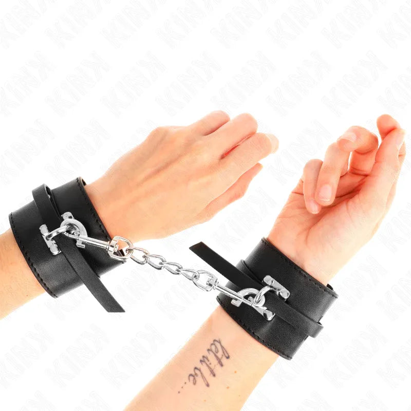 KINK - DELUXE HANDGELENKFESSELN MIT VERRIEGELUNG, SCHWARZ, VERSTELLBAR 14,5-21 CM X 6 CM - Vanelion Paradise