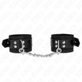KINK - NYLON HANDGELENKFESSELN SCHWARZ MIT LEDERGURTE SCHWARZ VERSTELLBAR 19-29 CM X 5,1 CM - Vanelion Paradise