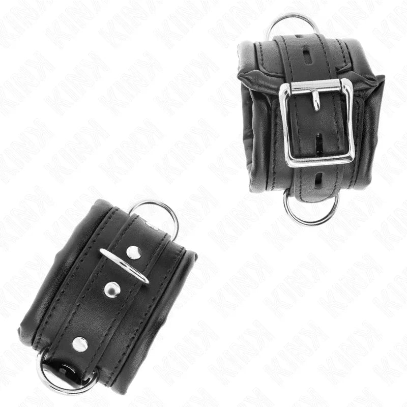 KINK - SCHWERE HANDGELENKSFESSELN MIT SCHWARZEM PELZFUTTER, VERSTELLBAR 20-30 CM X 6 CM - Vanelion Paradise