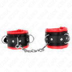 KINK - SCHWERE HANDGELENKSFESSELN MIT ROTEM PELZFUTTER, VERSTELLBAR 20-30 CM X 6 CM - Vanelion Paradise