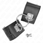 KINK - FESTE HANDGELENKFESSELN MIT RING UND VORHÄNGESCHLOSS VERSCHLUSS SCHWARZ VERSTELLBAR 16-23 CM X 5,5 CM - Vanelion Paradise