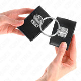 KINK - FESTE HANDGELENKFESSELN MIT RING UND VORHÄNGESCHLOSS VERSCHLUSS SCHWARZ VERSTELLBAR 16-23 CM X 5,5 CM - Vanelion Paradise